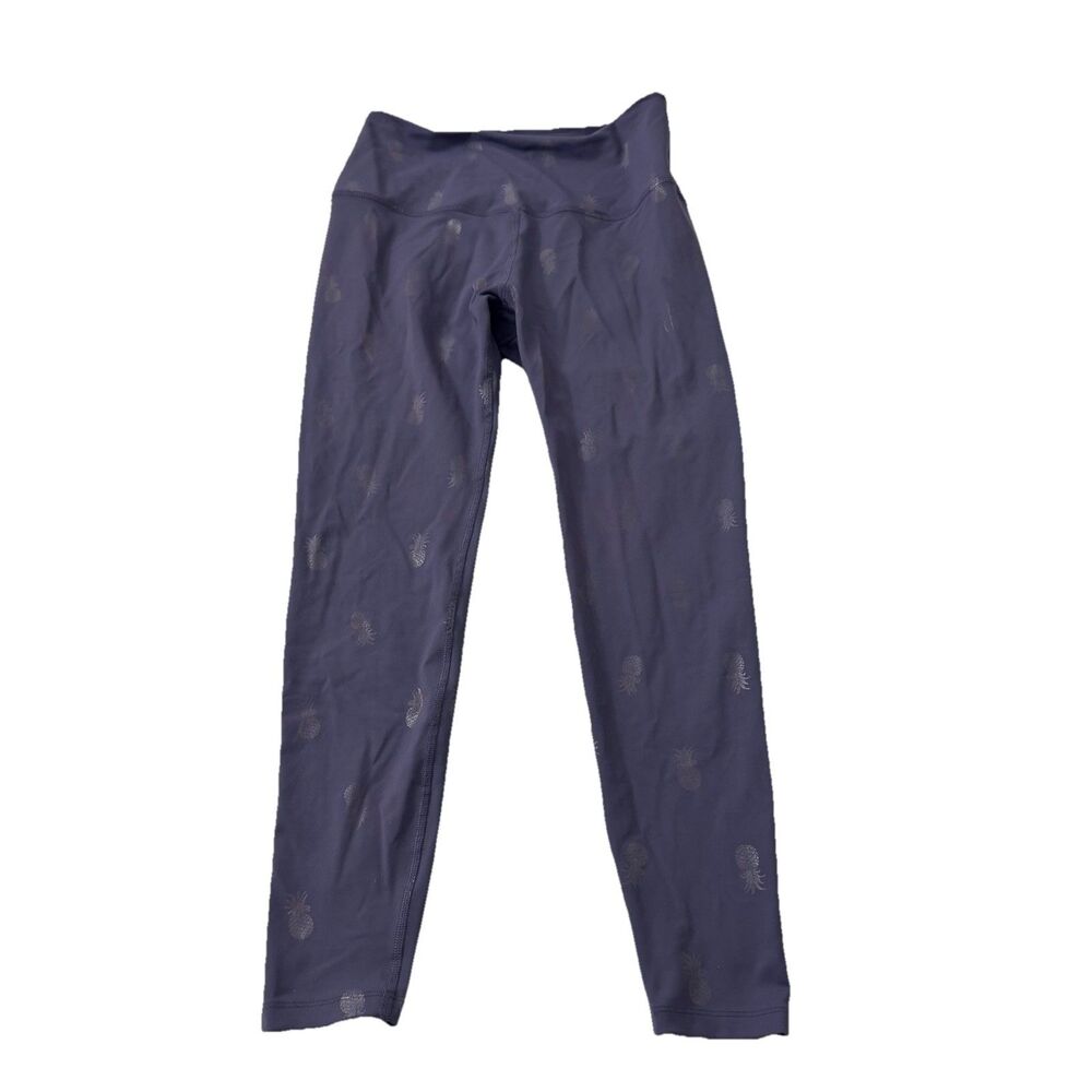 Beyond Yoga Leggings‎ Medium Purple Dusty Filet Metallic Pineapple Print Stretch